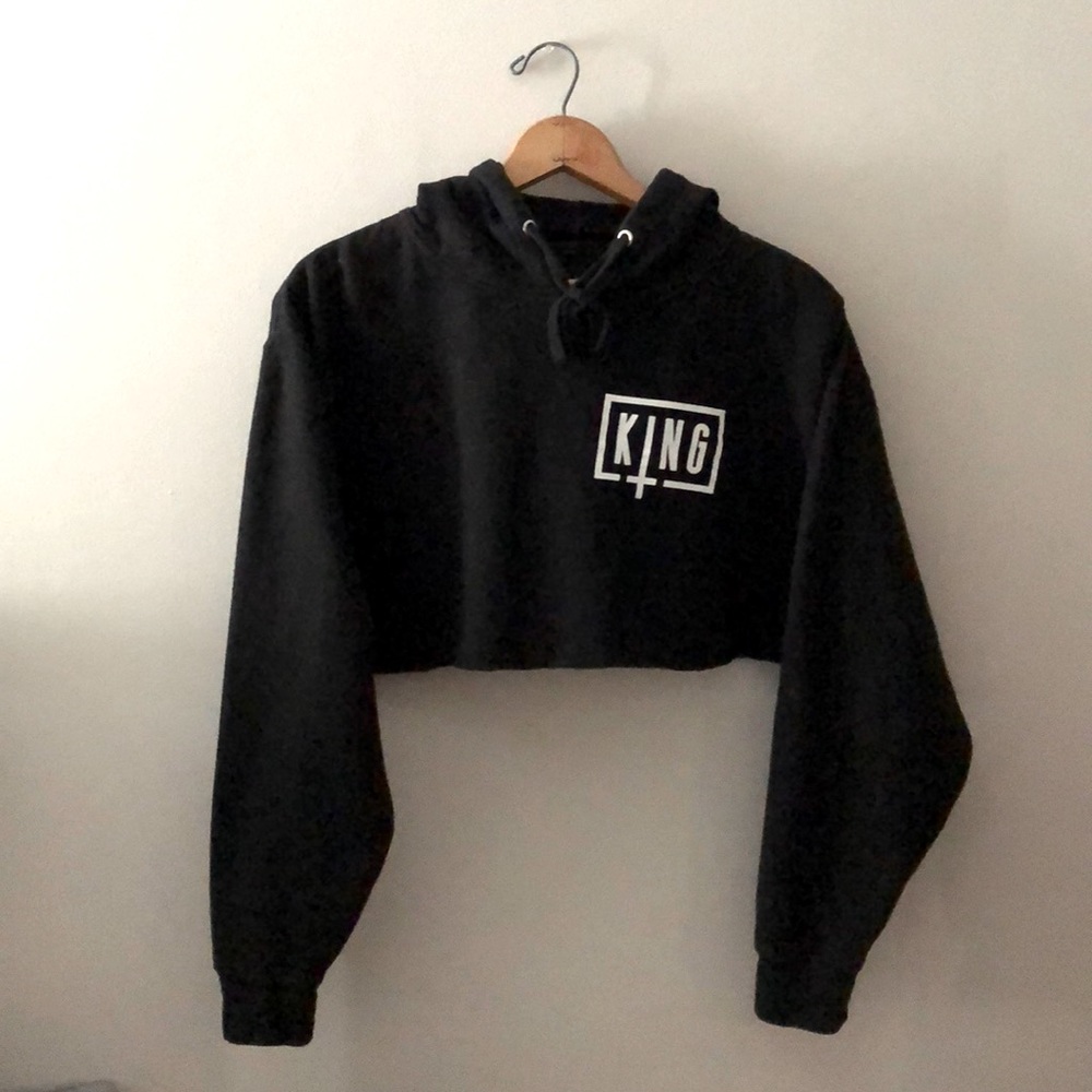 Black Sullivan King Cropped Hoodie